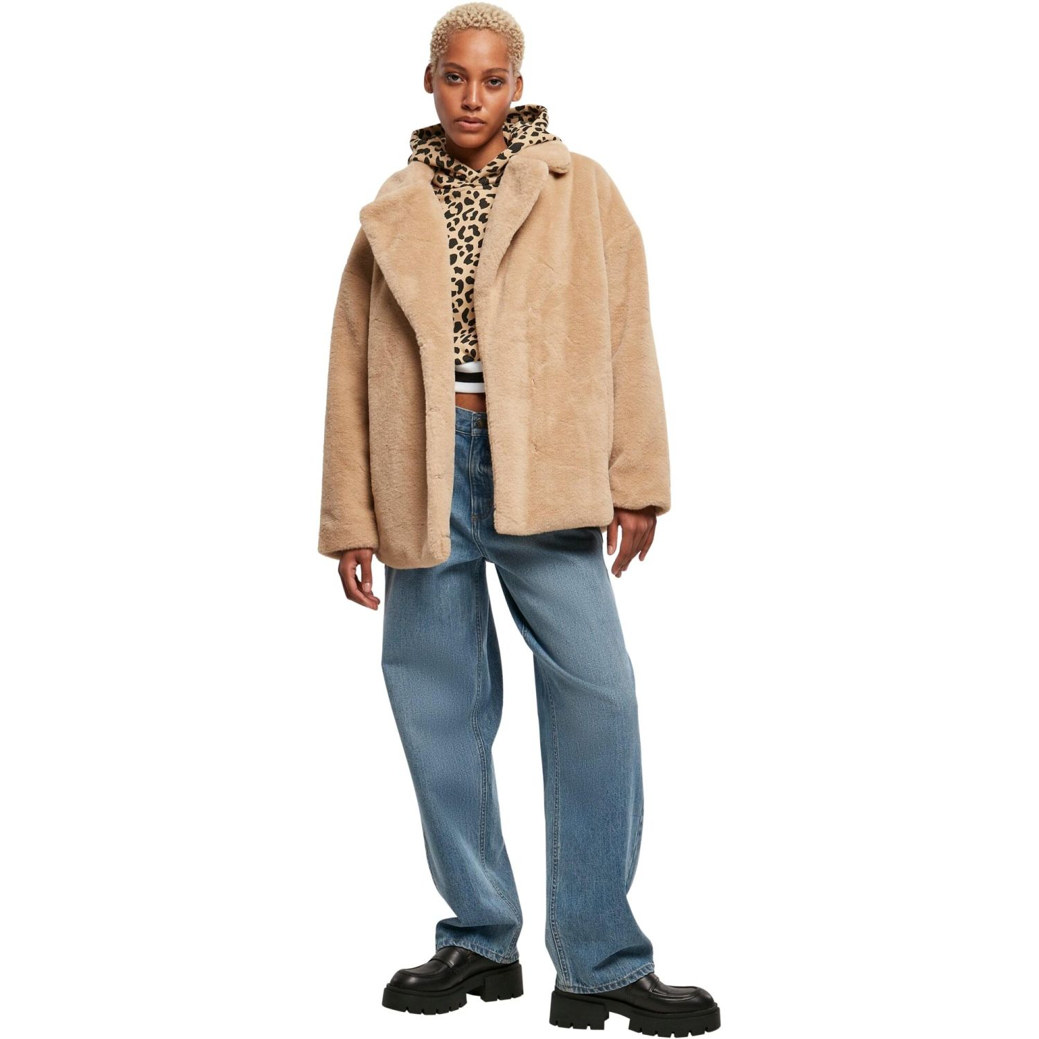 Urban Classics Ladies - LAPEL TEDDY Oversized Jacket