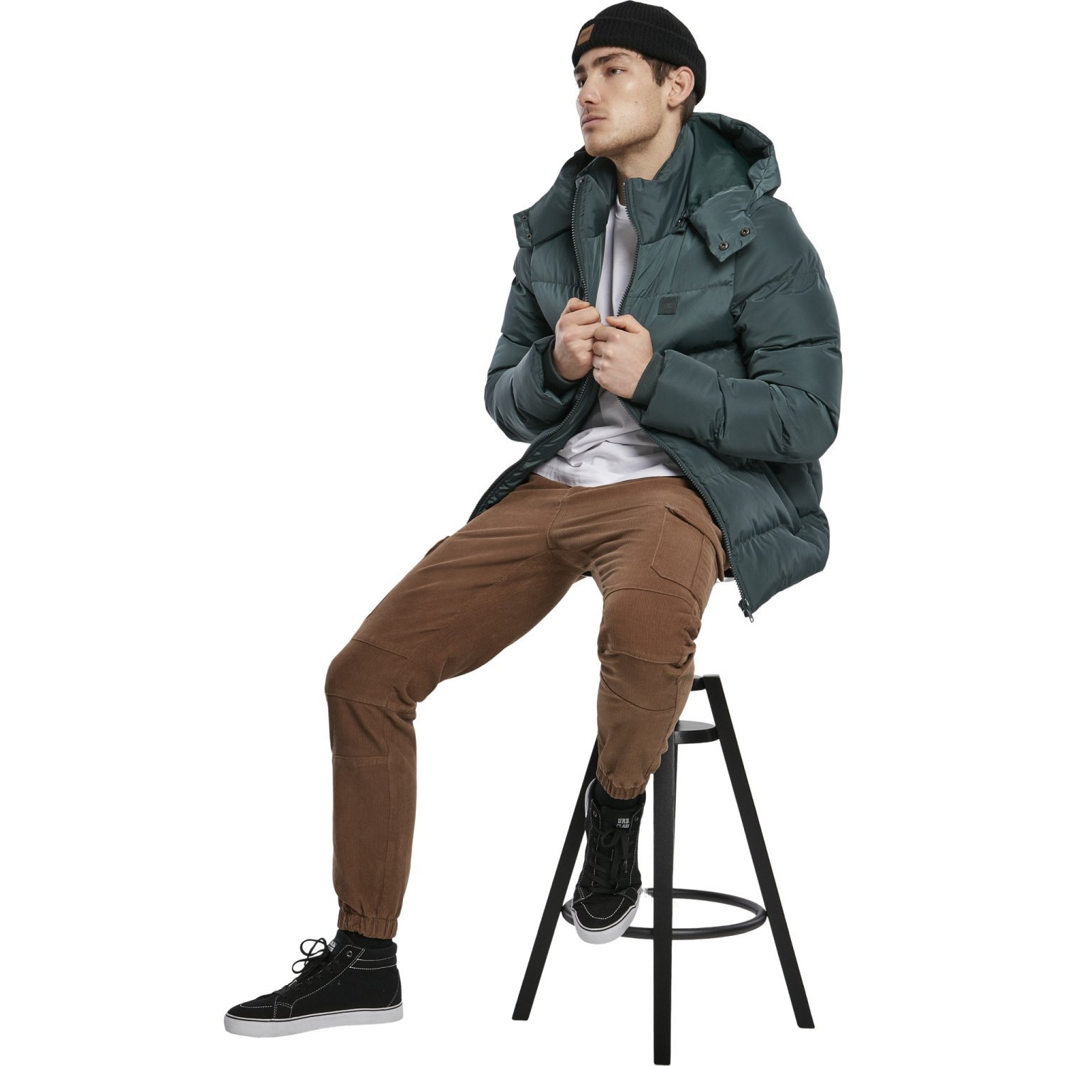 Urban Classics - HOODED PUFFER Winter Jacket bottlegreen