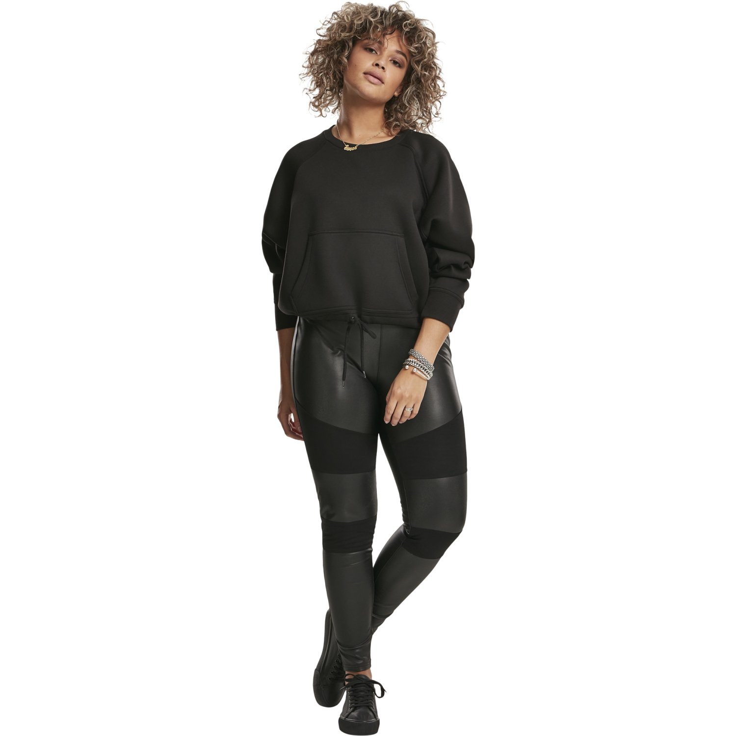 Urban Classics Ladies - Kunstleder TECH Leggings schwarz