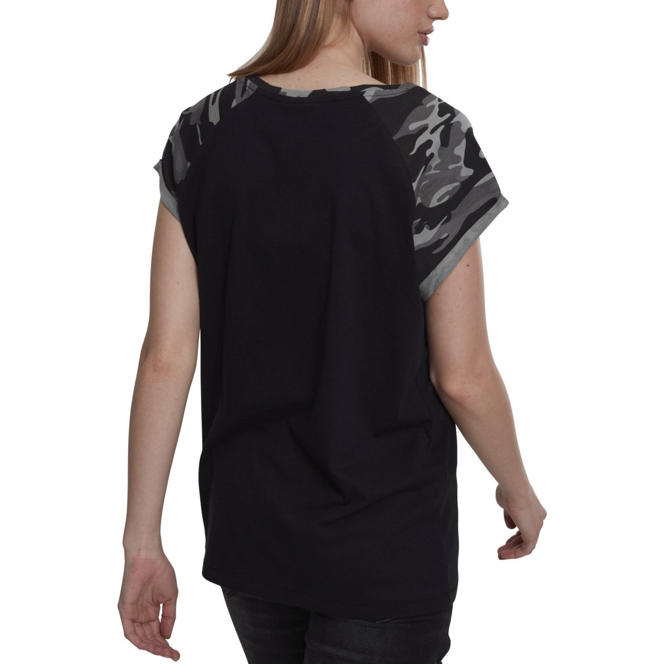 Urban Classics Ladies - RAGLAN Contrast Top black dark camo