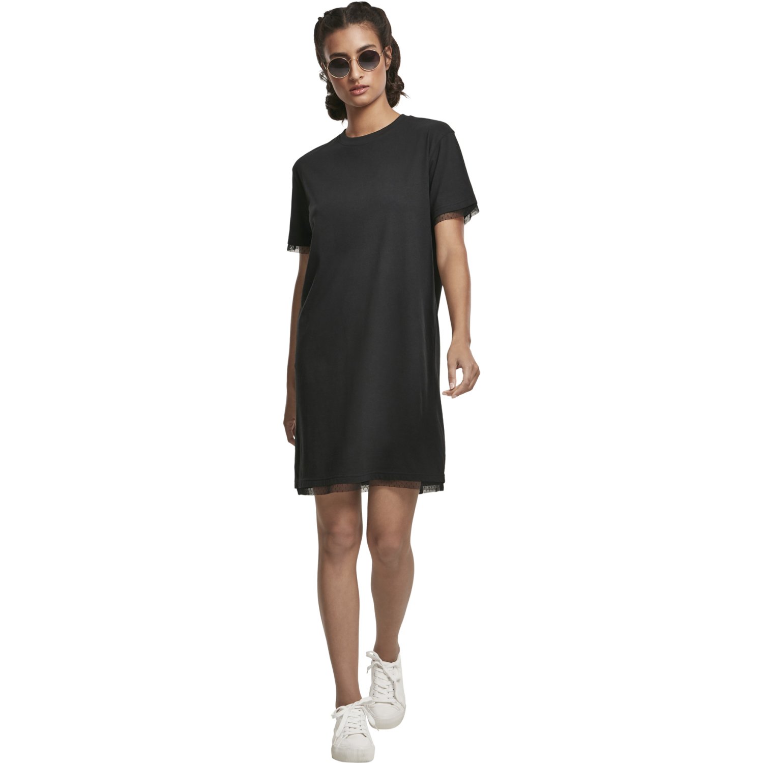 Urban Classics Ladies - Boxy Lace Hem Dress black