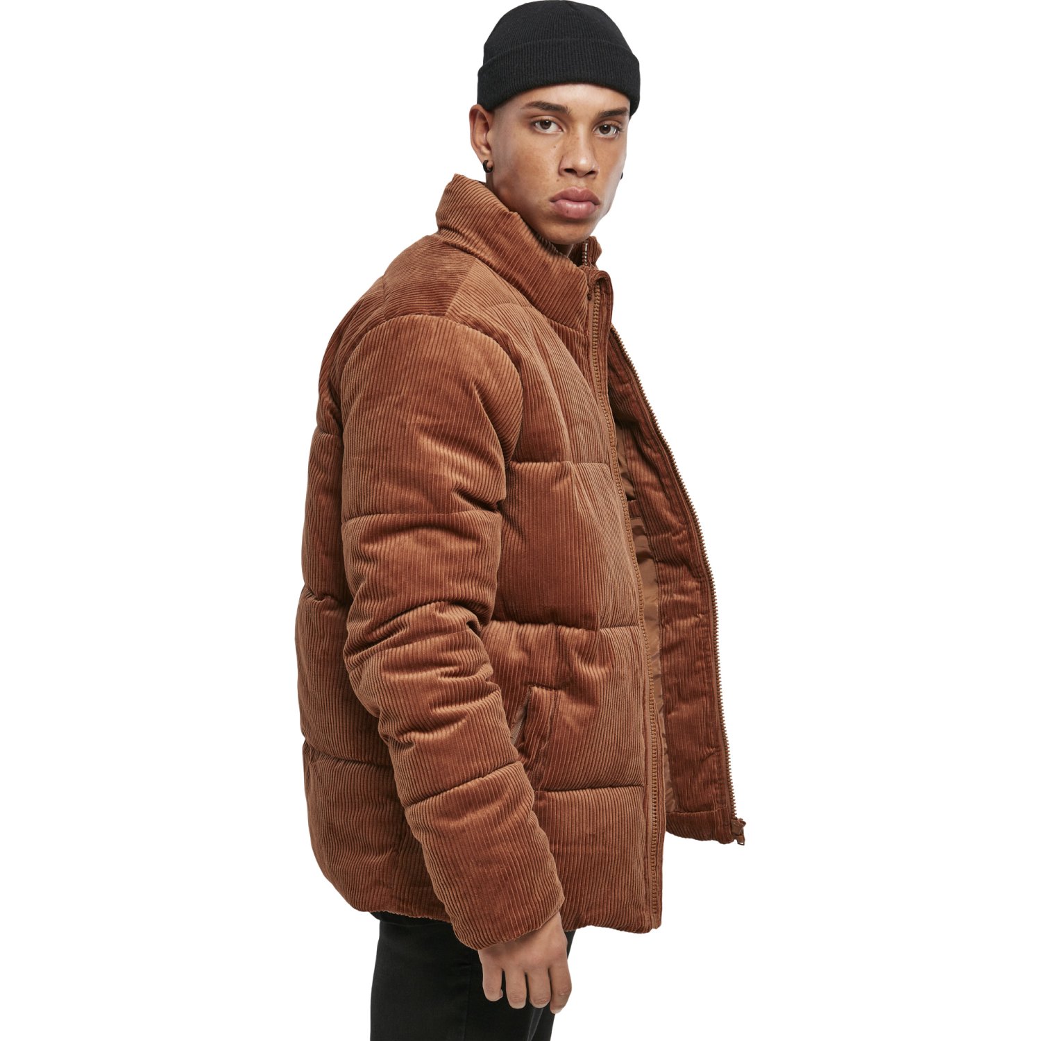 Urban Classics - BOXY PUFFER Corduroy Winter Jacket brown