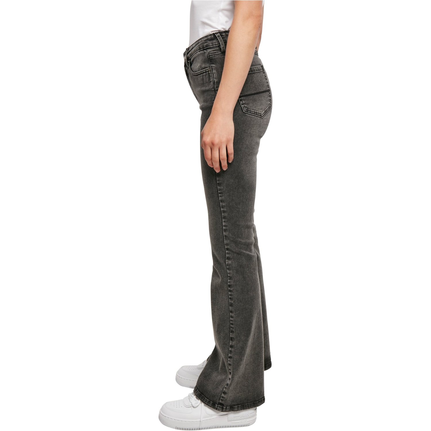 Urban Classics Ladies - High Waist Flared Denim Jeans noir