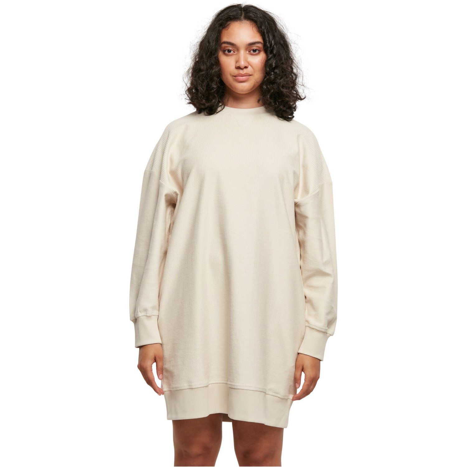 Urban Classics Ladies - Oversized Rib Crewneck Dress beige