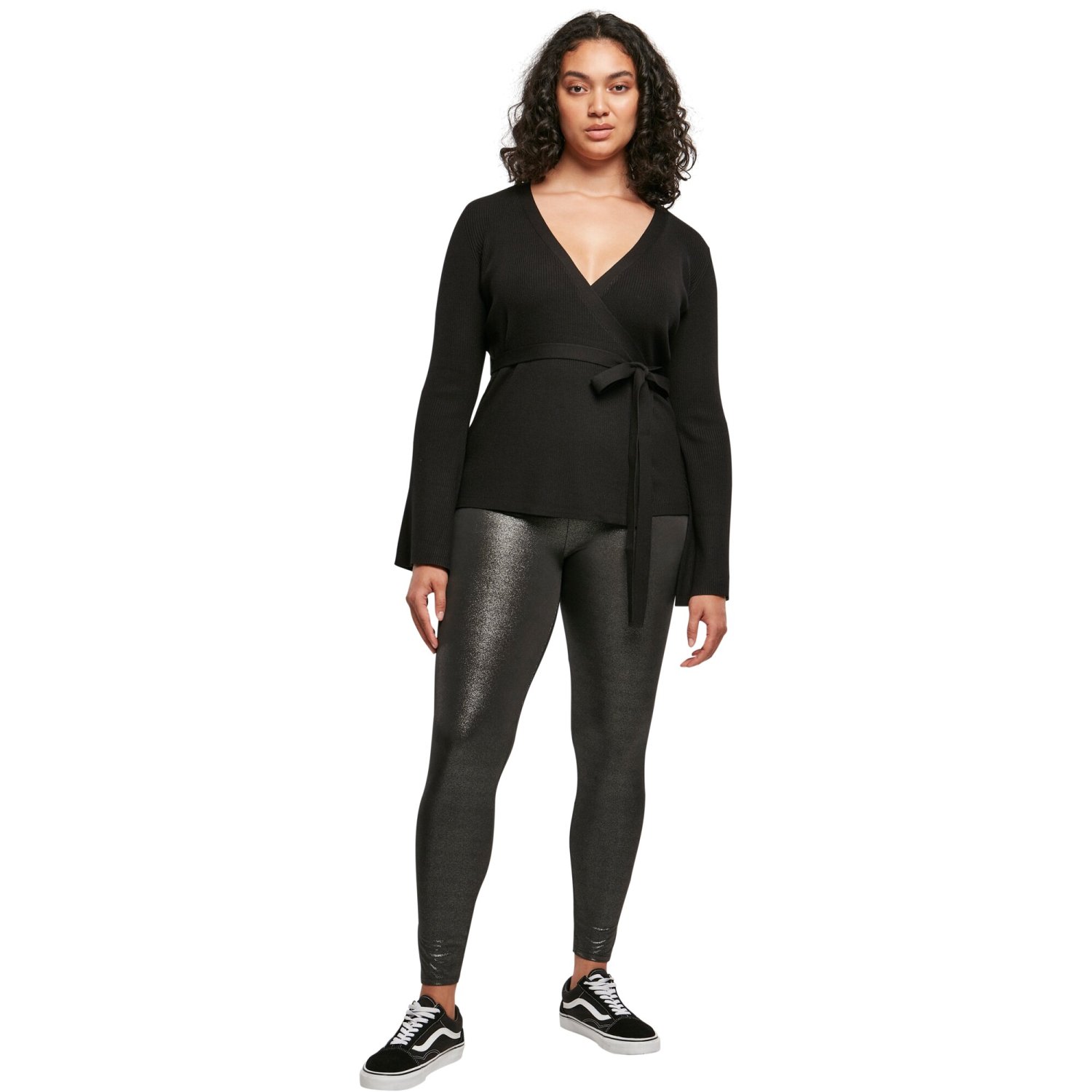 Urban Classics Ladies - Rib Knit Wrapped Cardigan noir