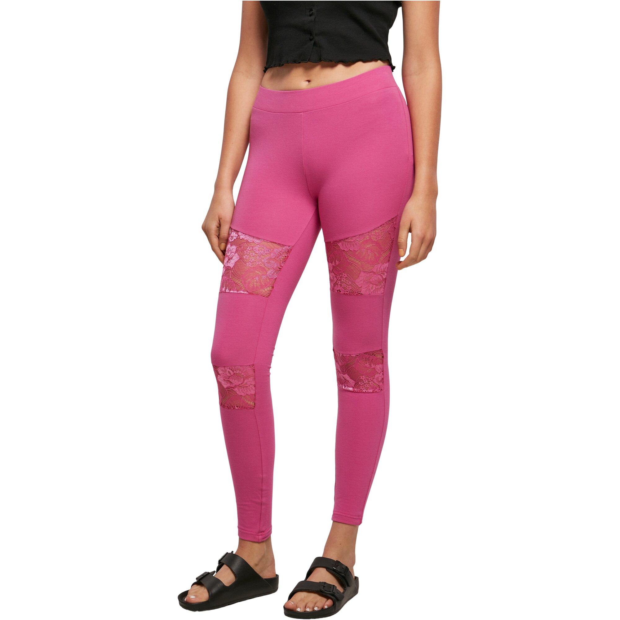 Urban Classics Ladies - Laces Inset Leggings pink