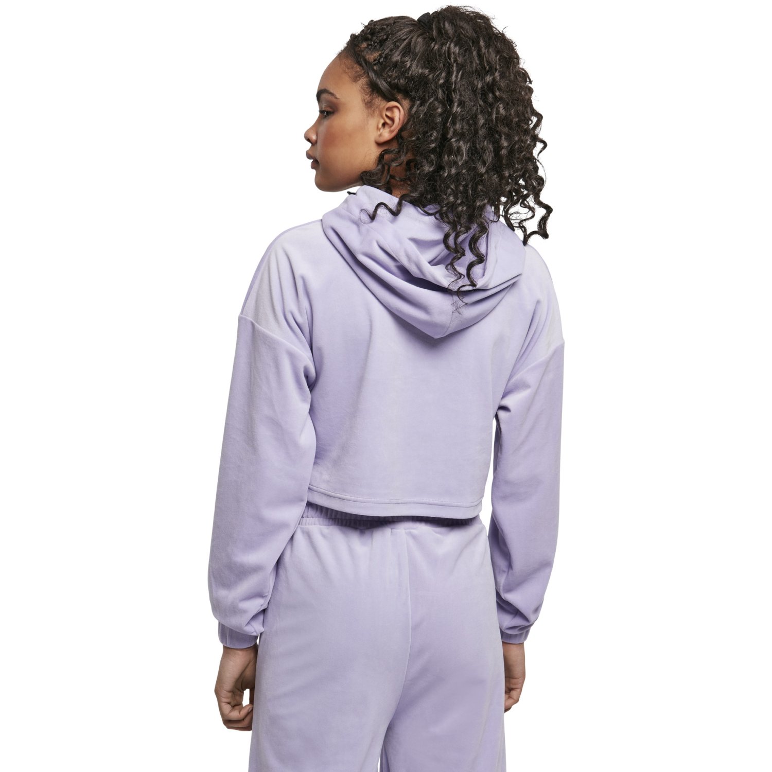 Urban Classics Ladies - VELVET Short Oversized Hoody lavende