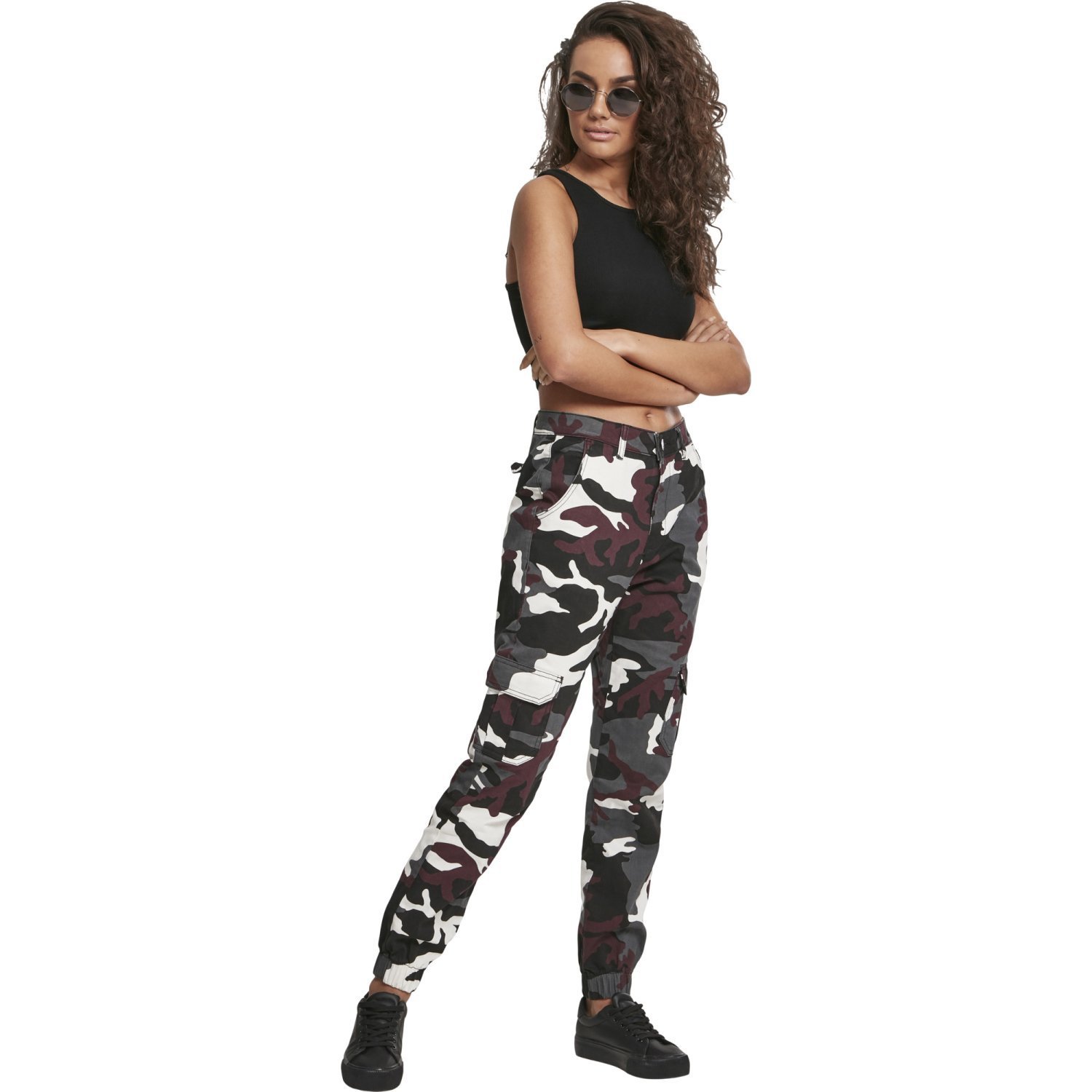 Urban Classics Ladies - High Waist Stretch Cargo Pants wine