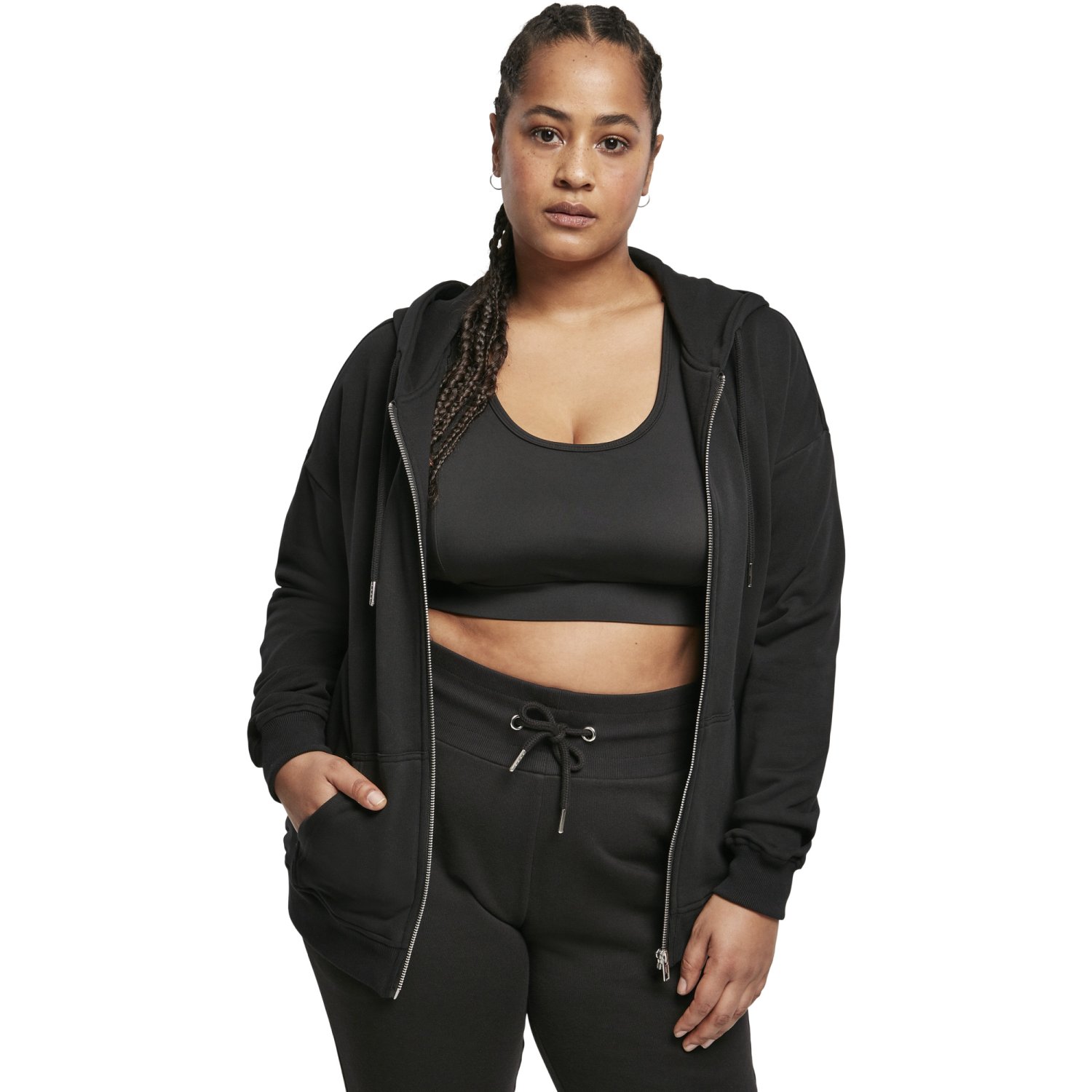 Urban Classics Ladies - Organic Terry Zip Hoody noir