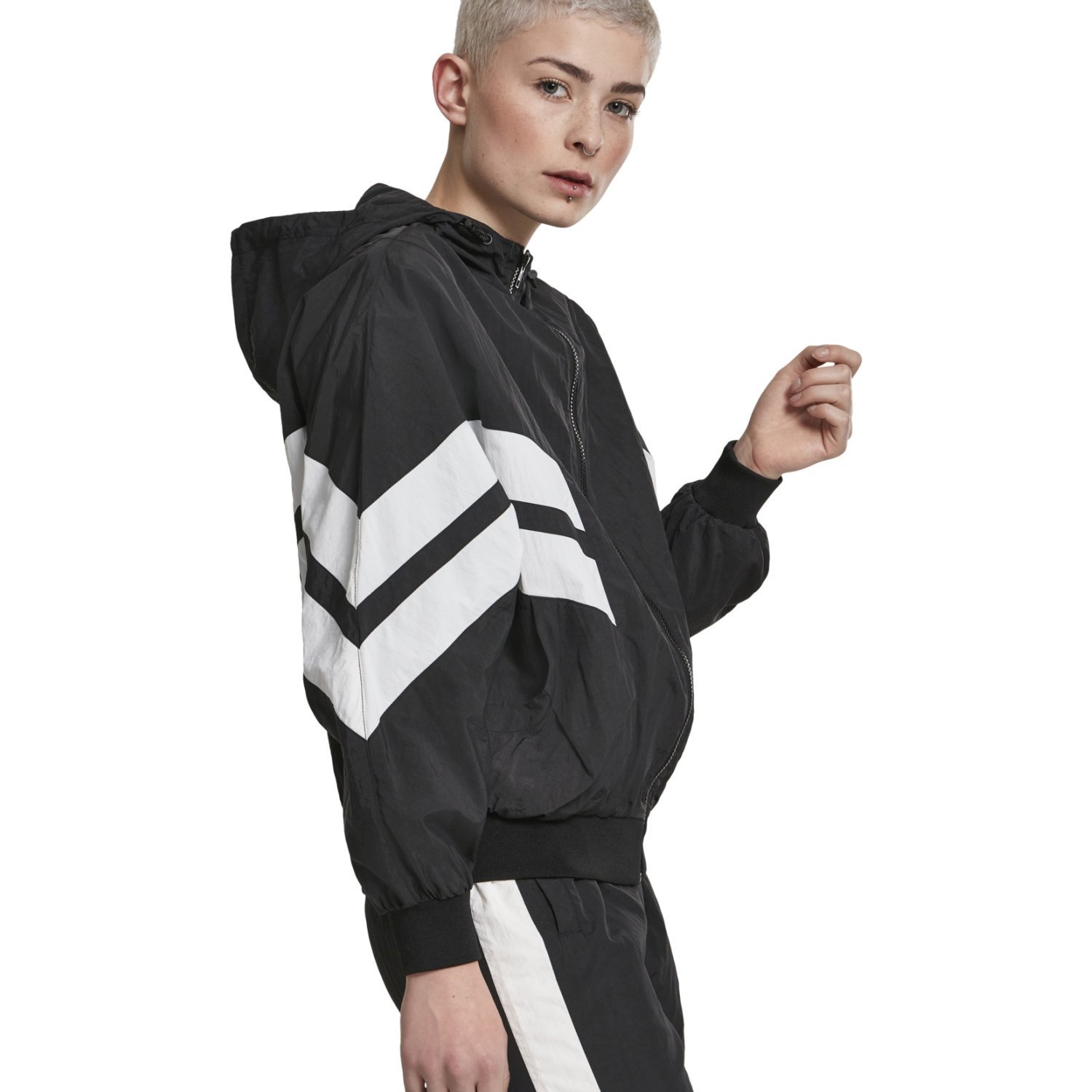 Urban Classics Ladies - CRINKLE Batwing Track Jacket black