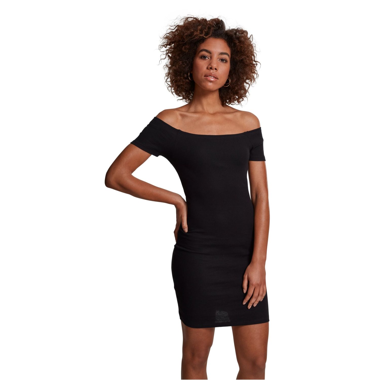 Urban Classics Ladies - Off Shoulder Rib Stretch Kleid
