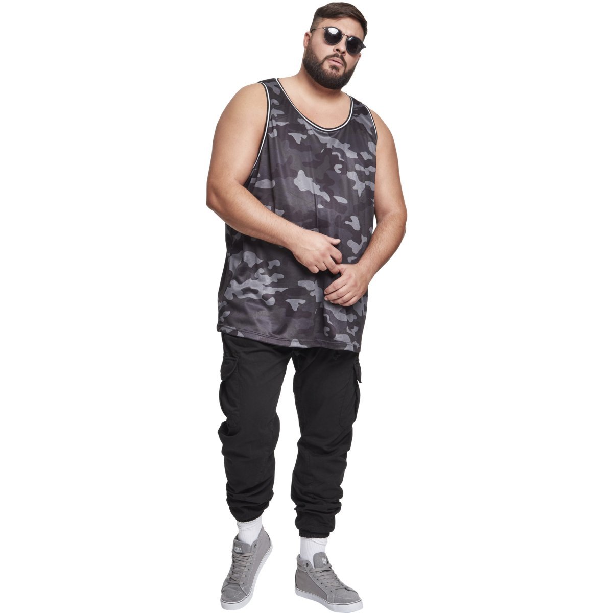 Urban Classics - MESH Tank Top dark grey camo