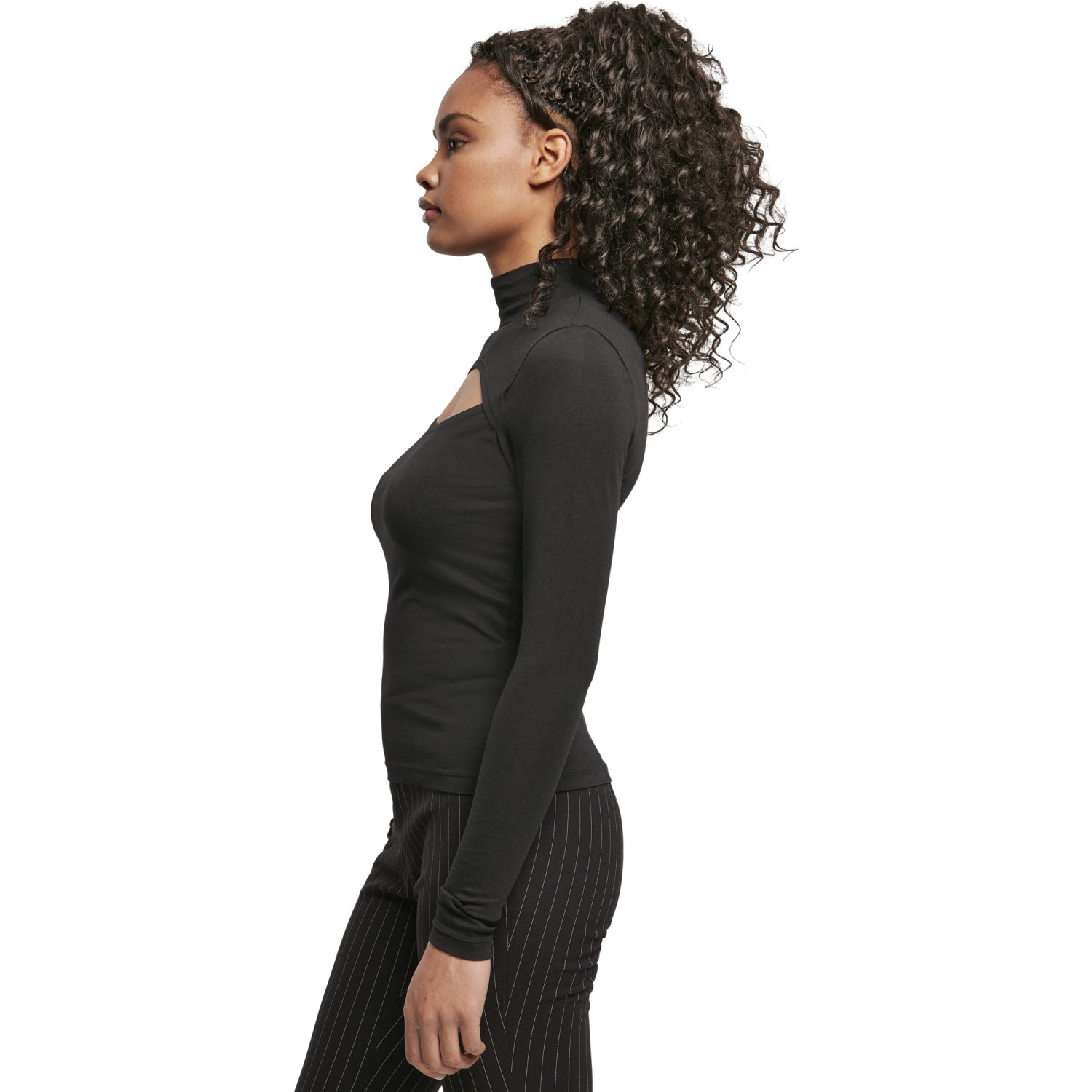 Urban Classics Ladies - Cut-Out Turtleneck Longsleeve