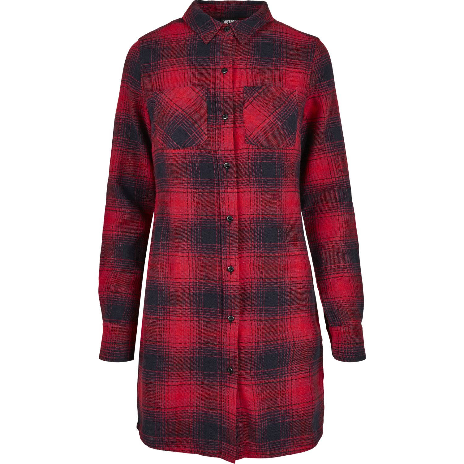 Urban Classics Ladies - Check Flanell Shirt Kleid rot