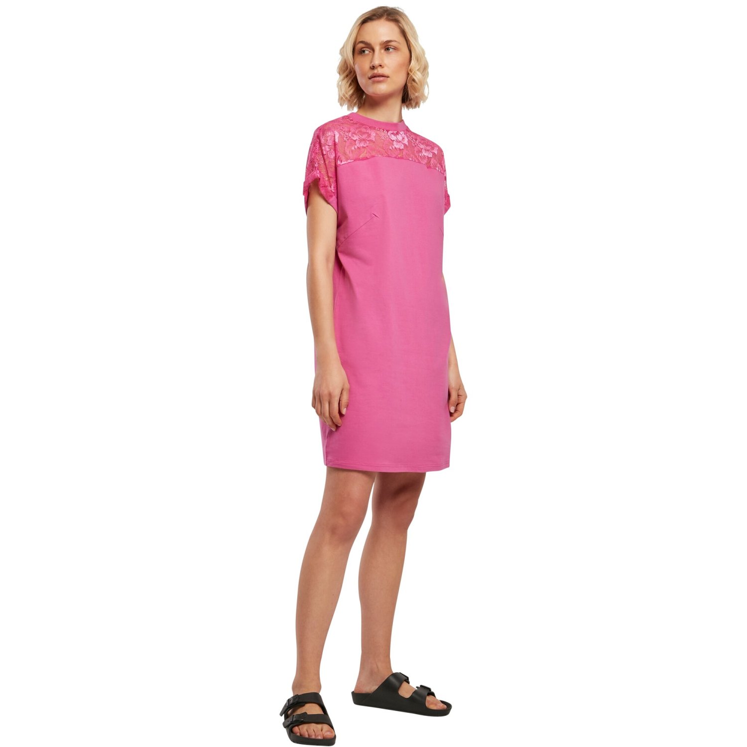 Urban Classics Ladies - Lace Shirt Dress pink