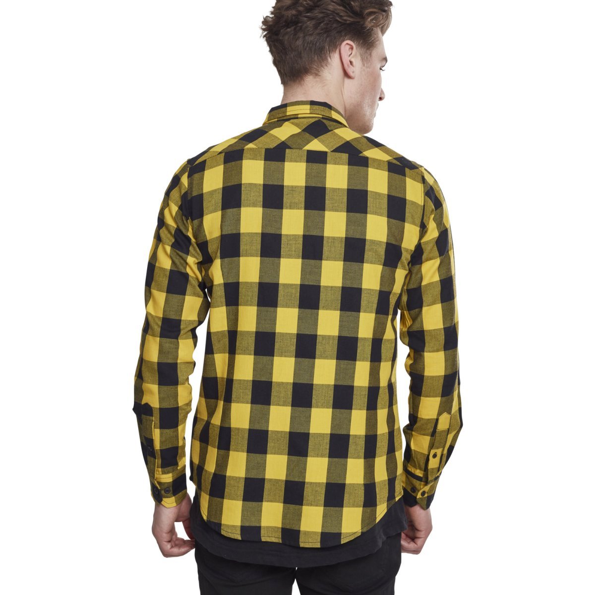 Urban Classics - A Carreaux FLANELL Chemise noir / jaune