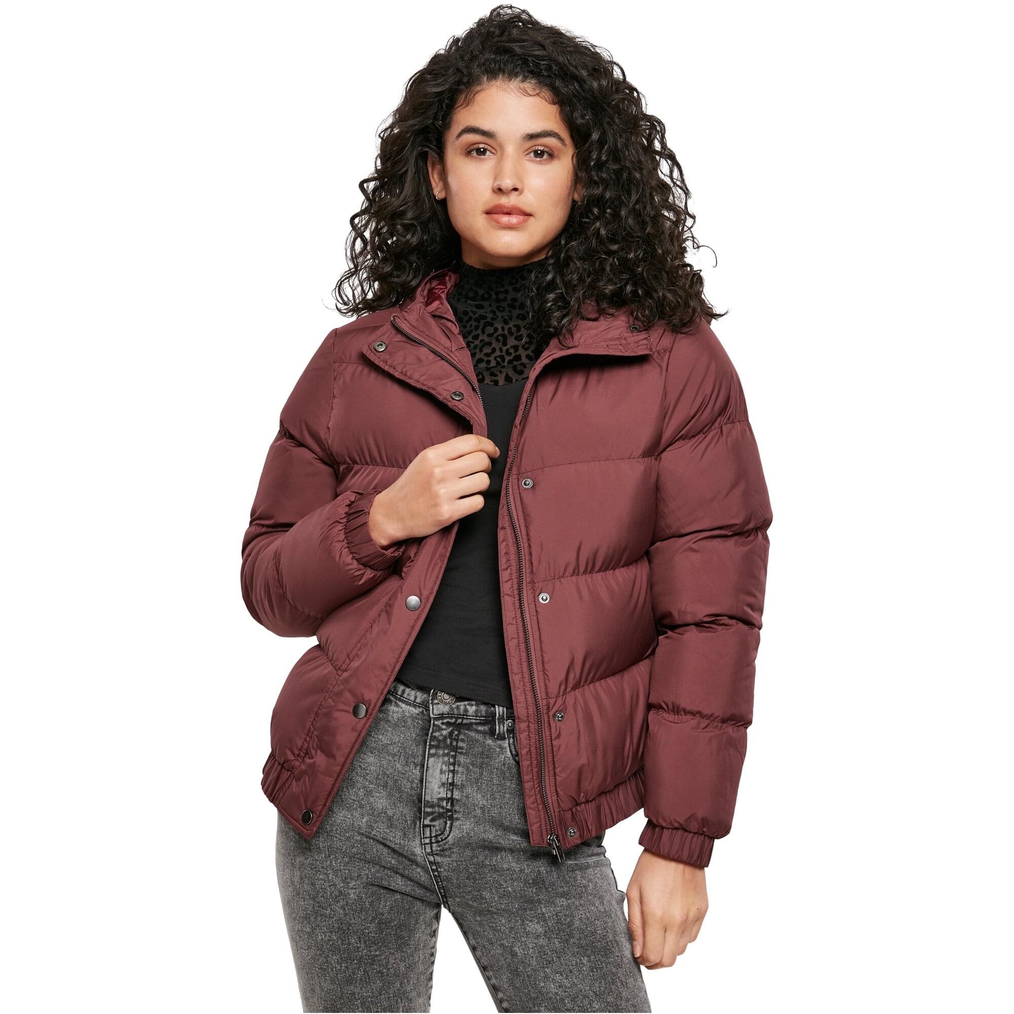 Urban Classics Ladies - Hooded Puffer Winterjacket cherry