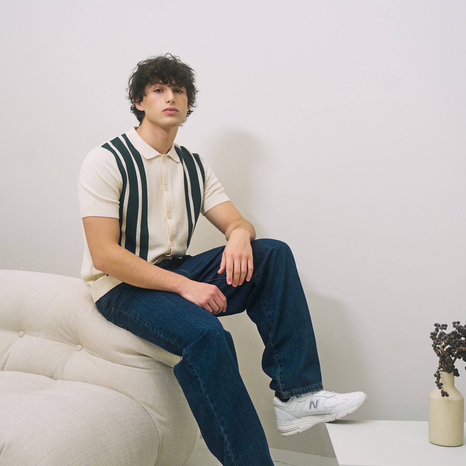 Urban Classics - Chemise rétro en tricot white sand