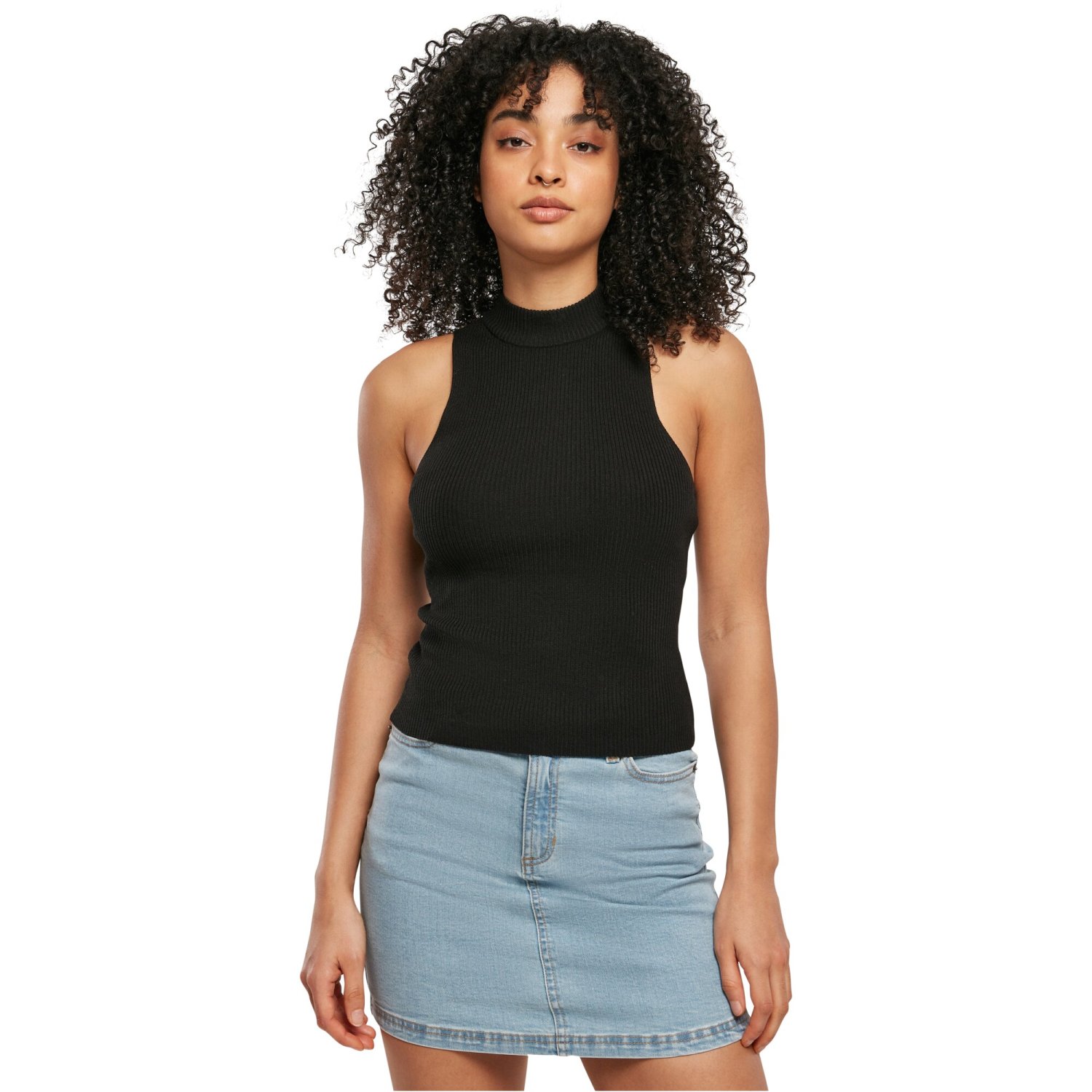 Urban Classics Ladies - Rib Knit Turtleneck Top black
