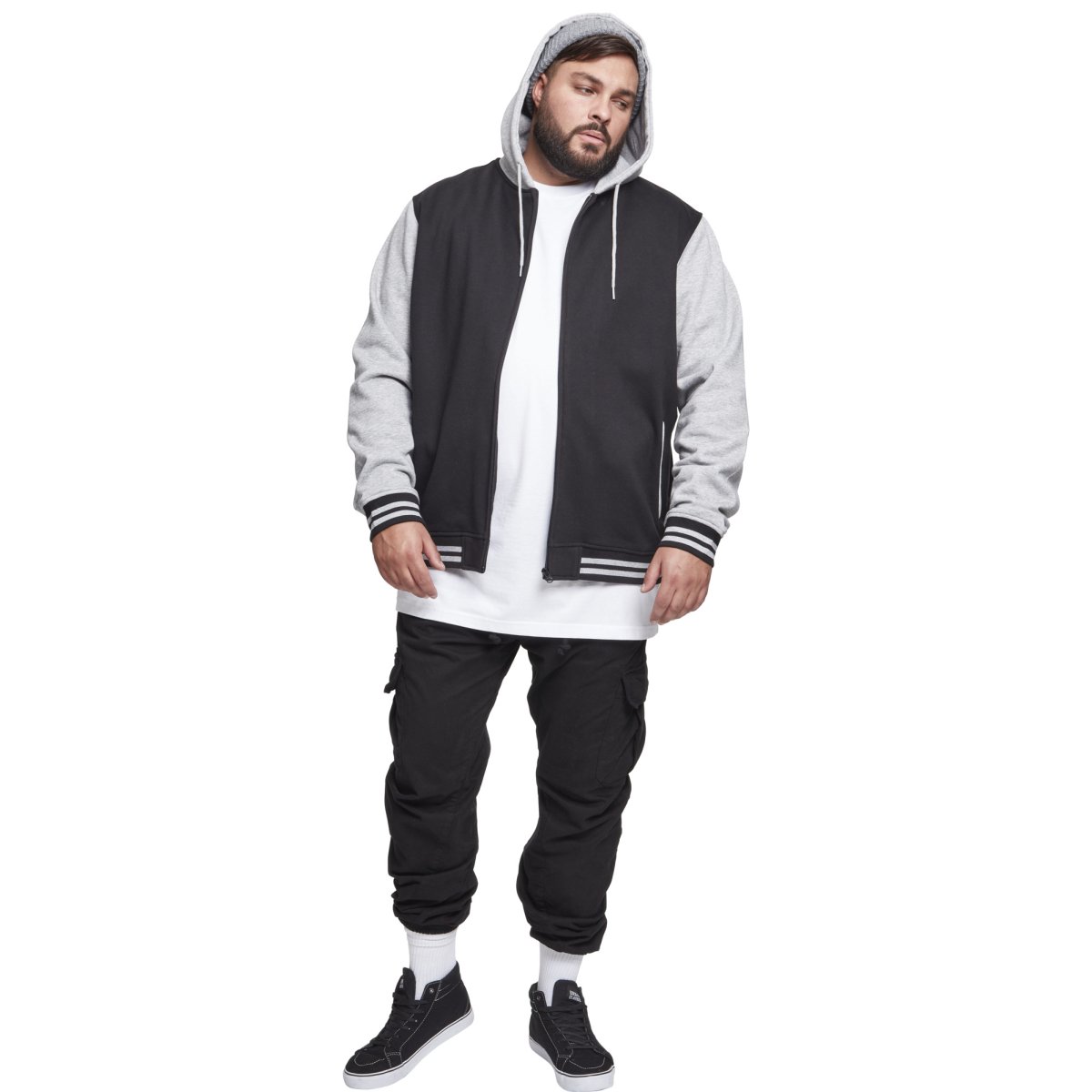 Urban Classics - 2-TONE Zip Sweat à capuche noir / gris - XL