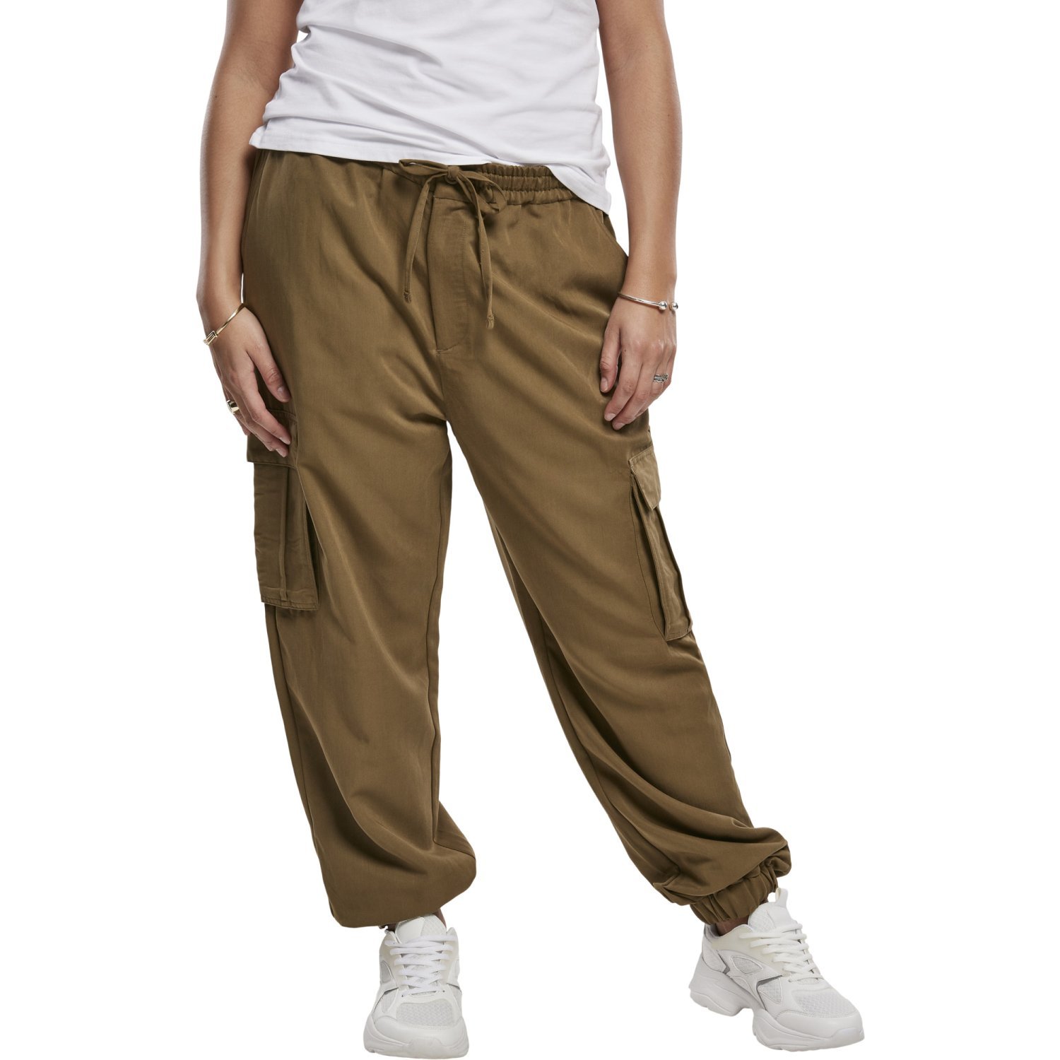 Urban Classics Ladies - CARGO Loose-Fit Sweatpants olive