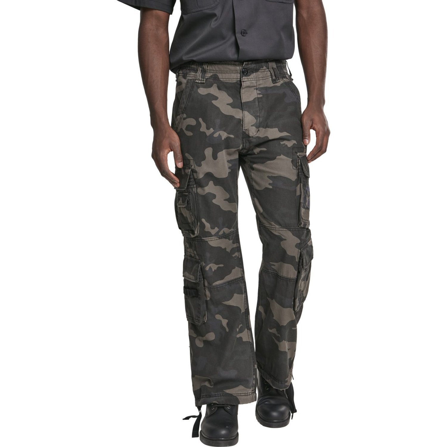 Brandit Pure Vintage Cargo Army Trousers dark camo