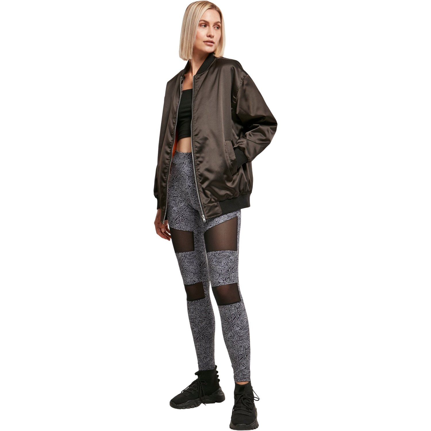 Urban Classics Ladies - SATIN BOMBER Oversized Veste noir