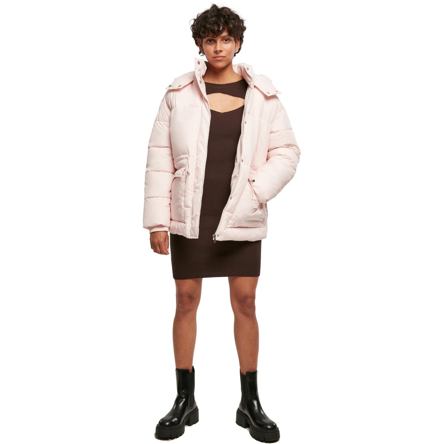 Urban Classics Ladies - Waisted Puffer Winter Jacket rose