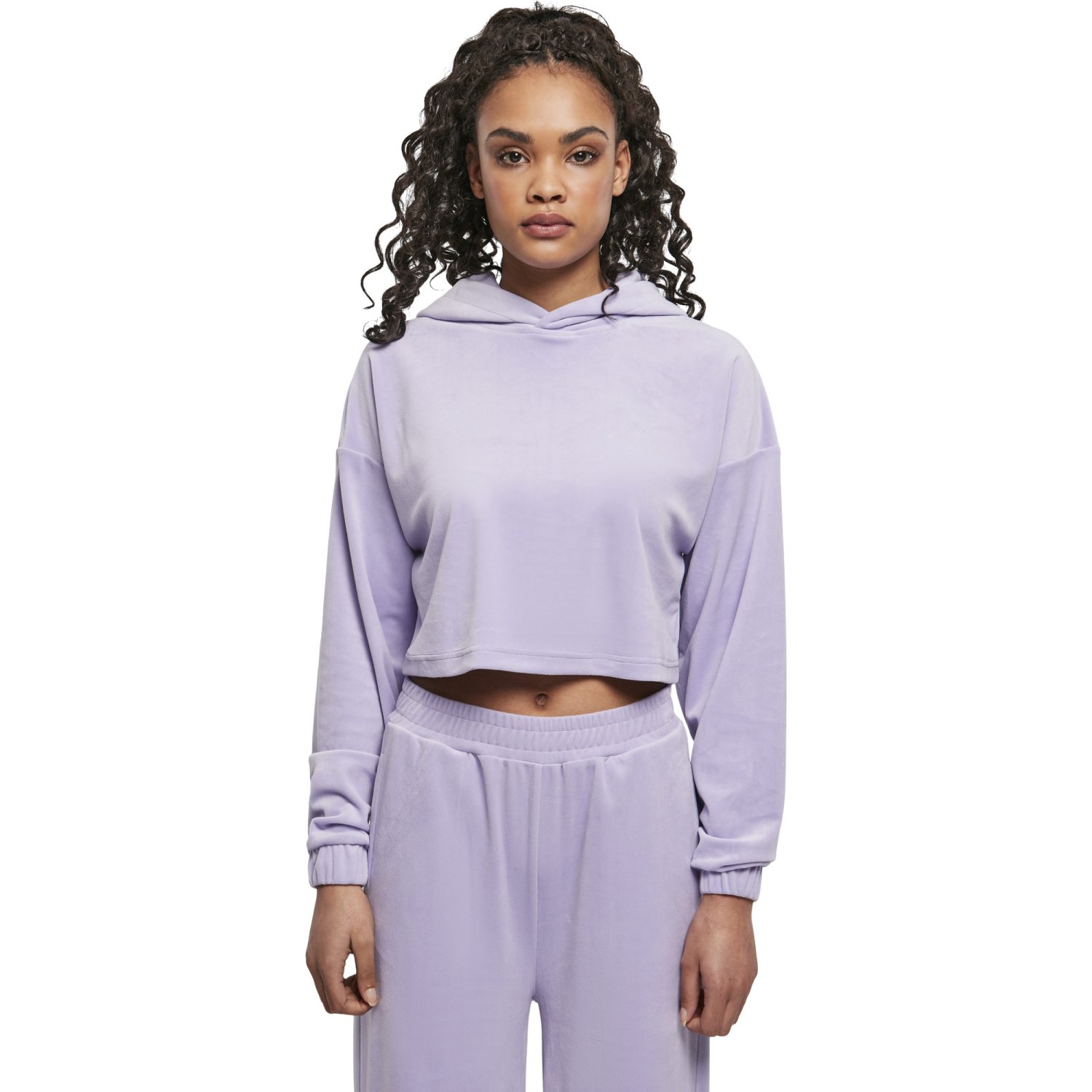 Urban Classics Ladies - VELVET Short Oversized Hoody lavende