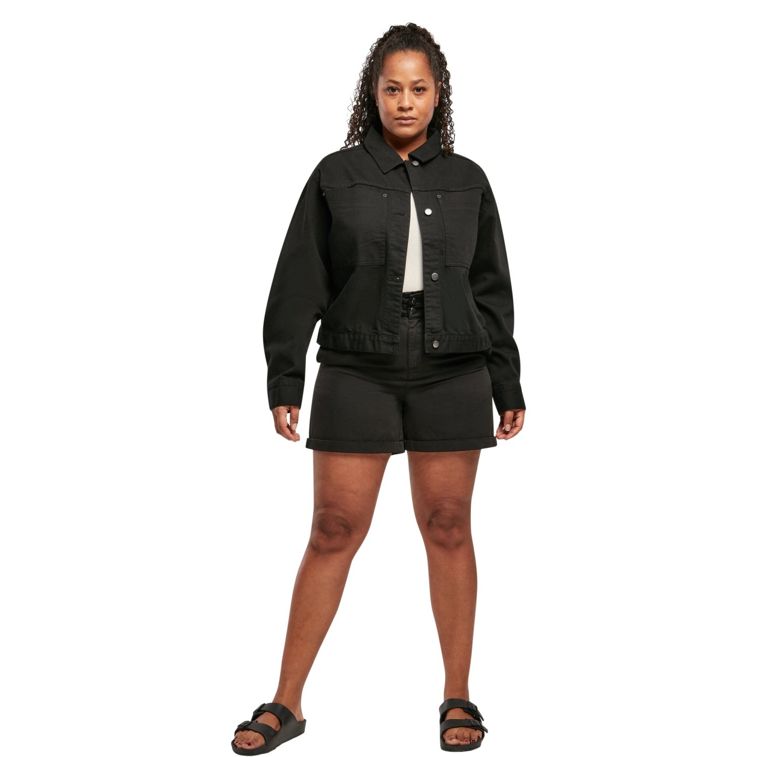 Urban Classics Ladies - Short Boxy Denim Veste noir