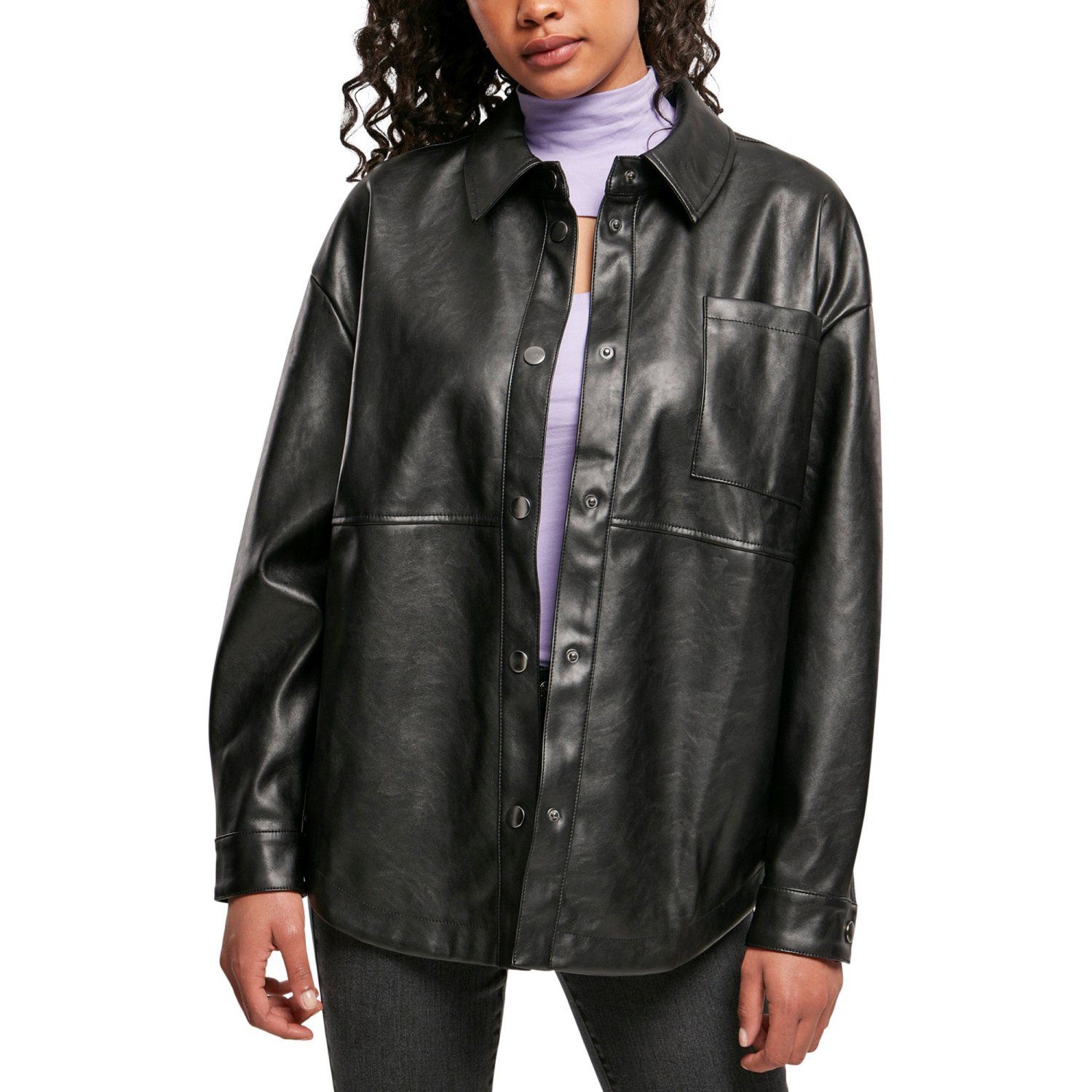 Urban Classics Femme - Veste surchemise en similicuir