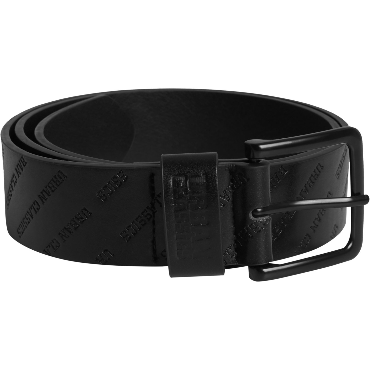 Urban Classics - Leather Imitation Belt Allover Logo black