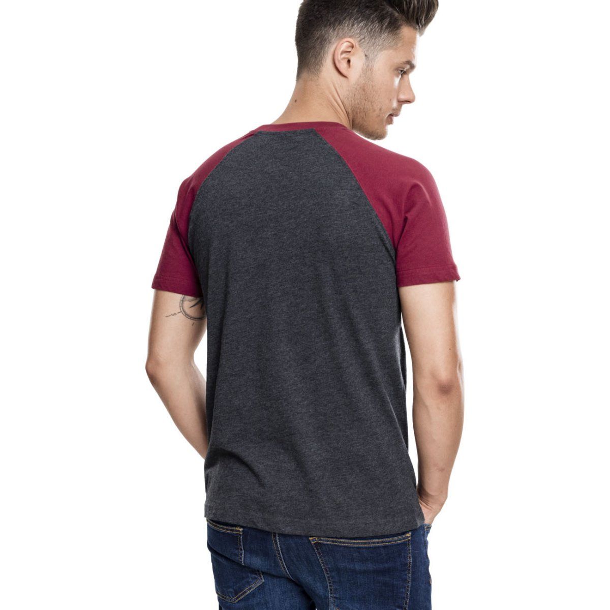 Urban Classics - RAGLAN Contrast T-Shirt charcoal / burgundy