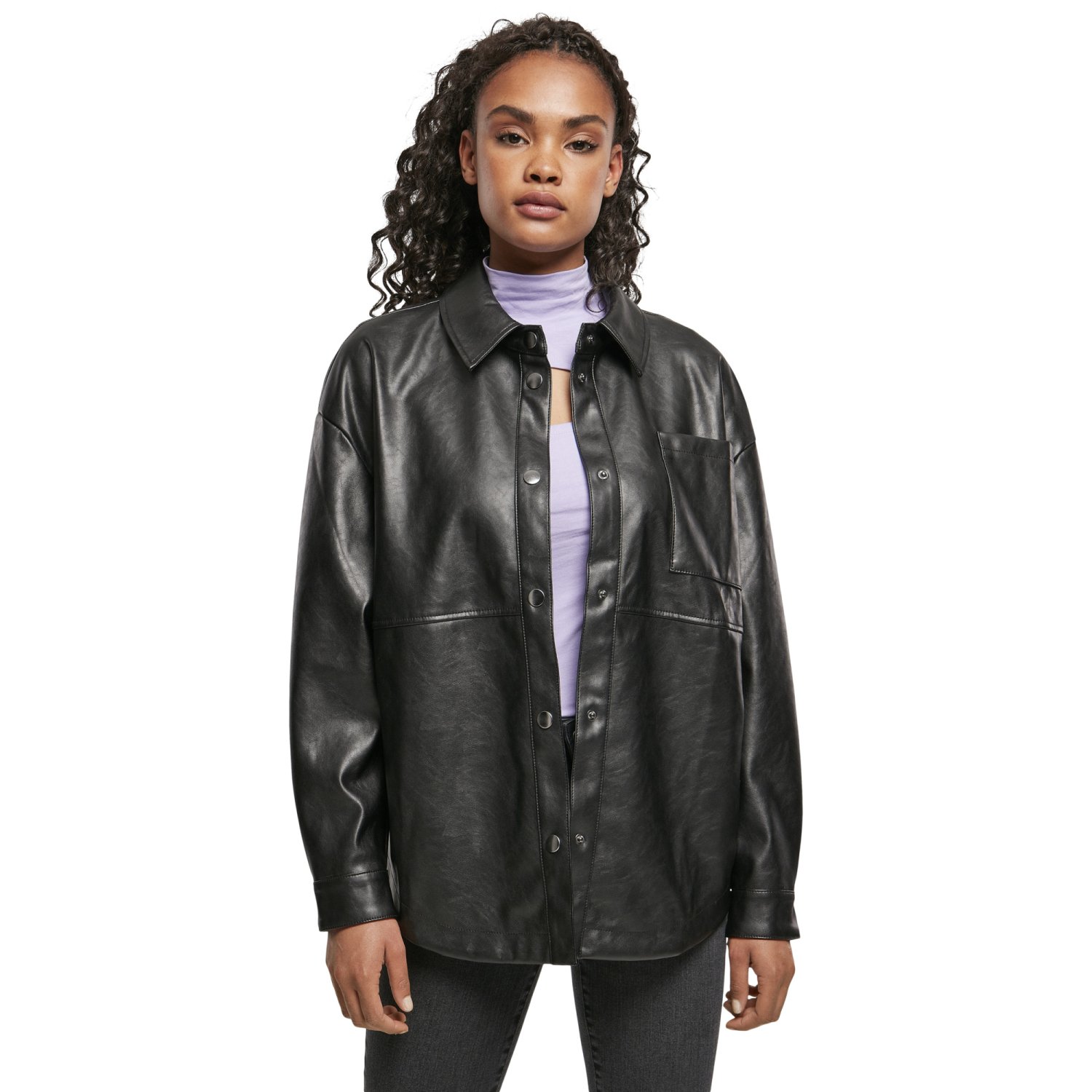 Urban Classics Femme - Veste surchemise en similicuir