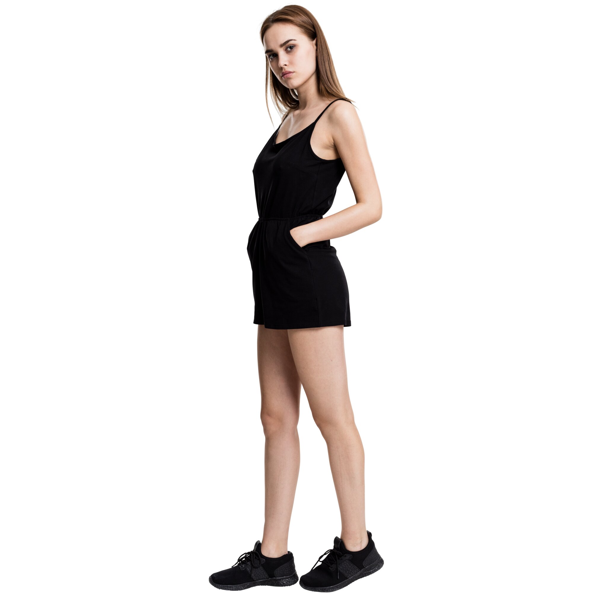 Urban Classics Ladies - Short Spaghetti Jumpsuit noir