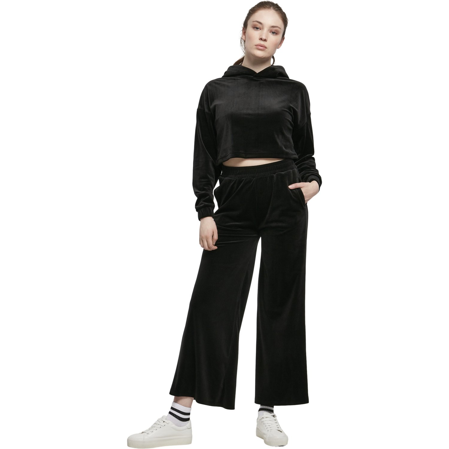 Urban Classics Ladies - VELVET Short Oversized Cropped Hoody