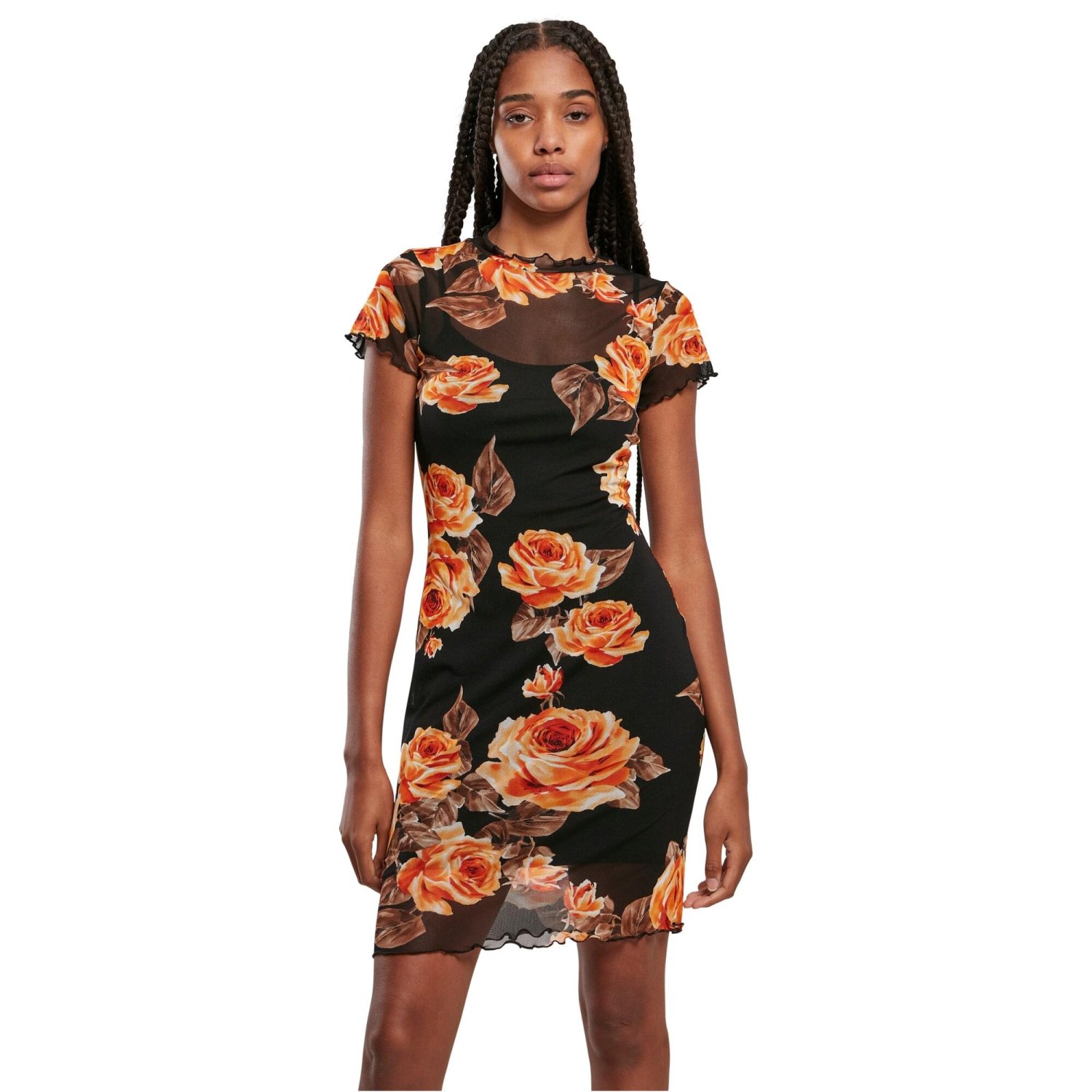 Urban Classics Ladies - Mesh Double Layer Dress mangorose