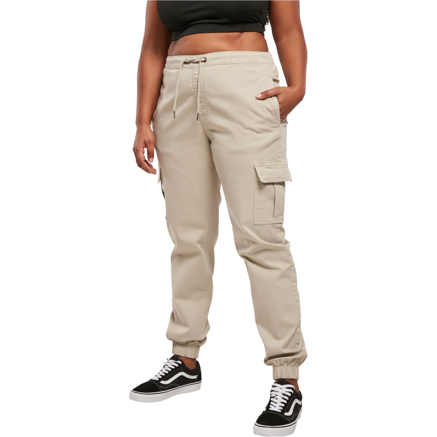 Urban Classics Ladies - High Waist Cargo Sweatpants beige