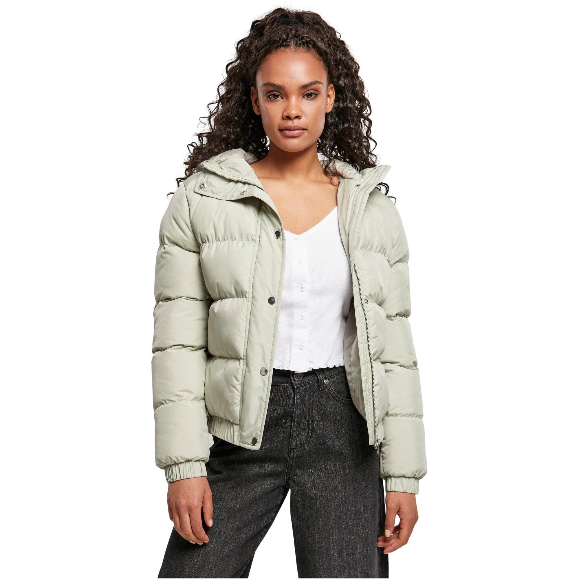 Urban Classics Femme - Hooded Puffer Veste d'hiver salvia