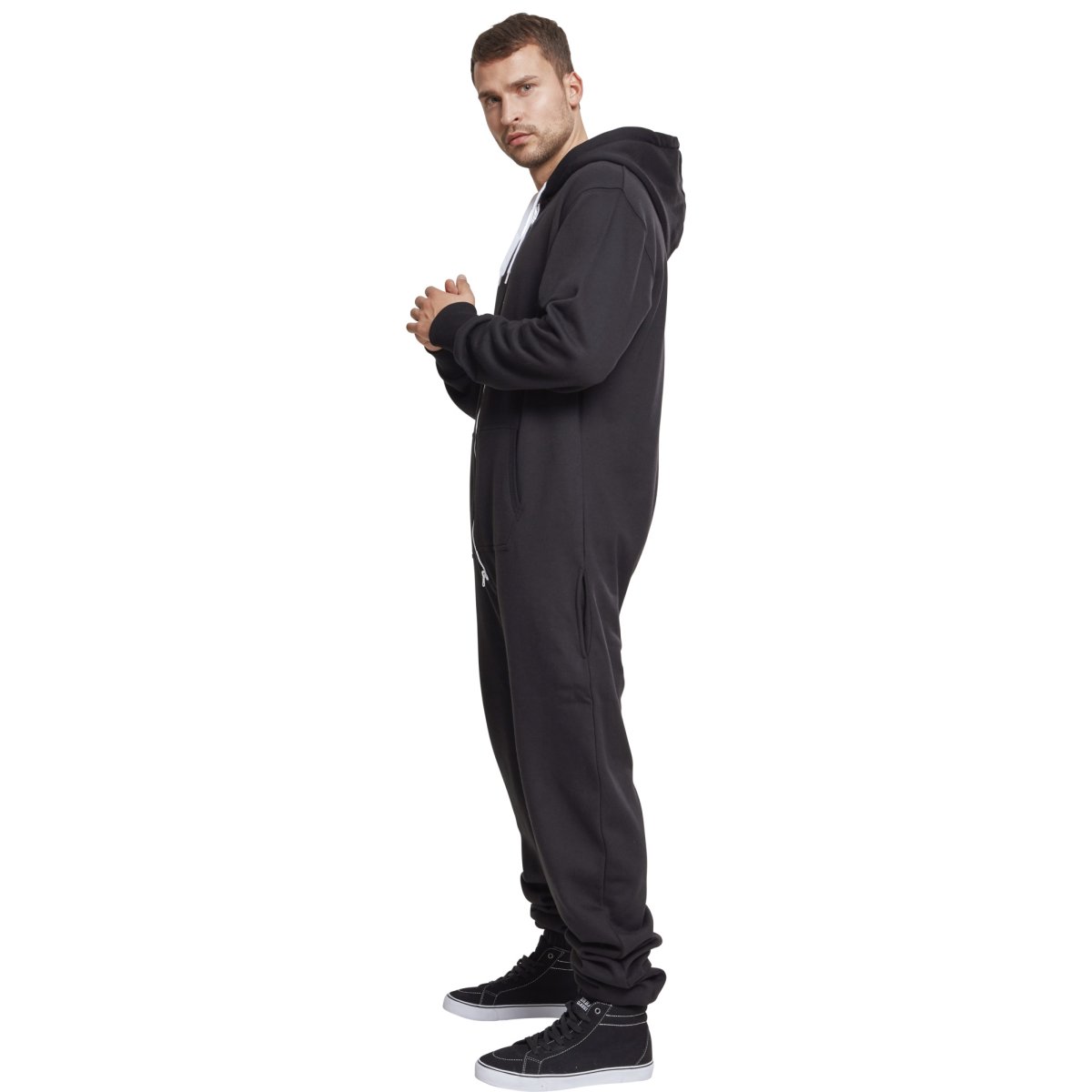 Urban Classics - SWEAT Jump Suit black / white