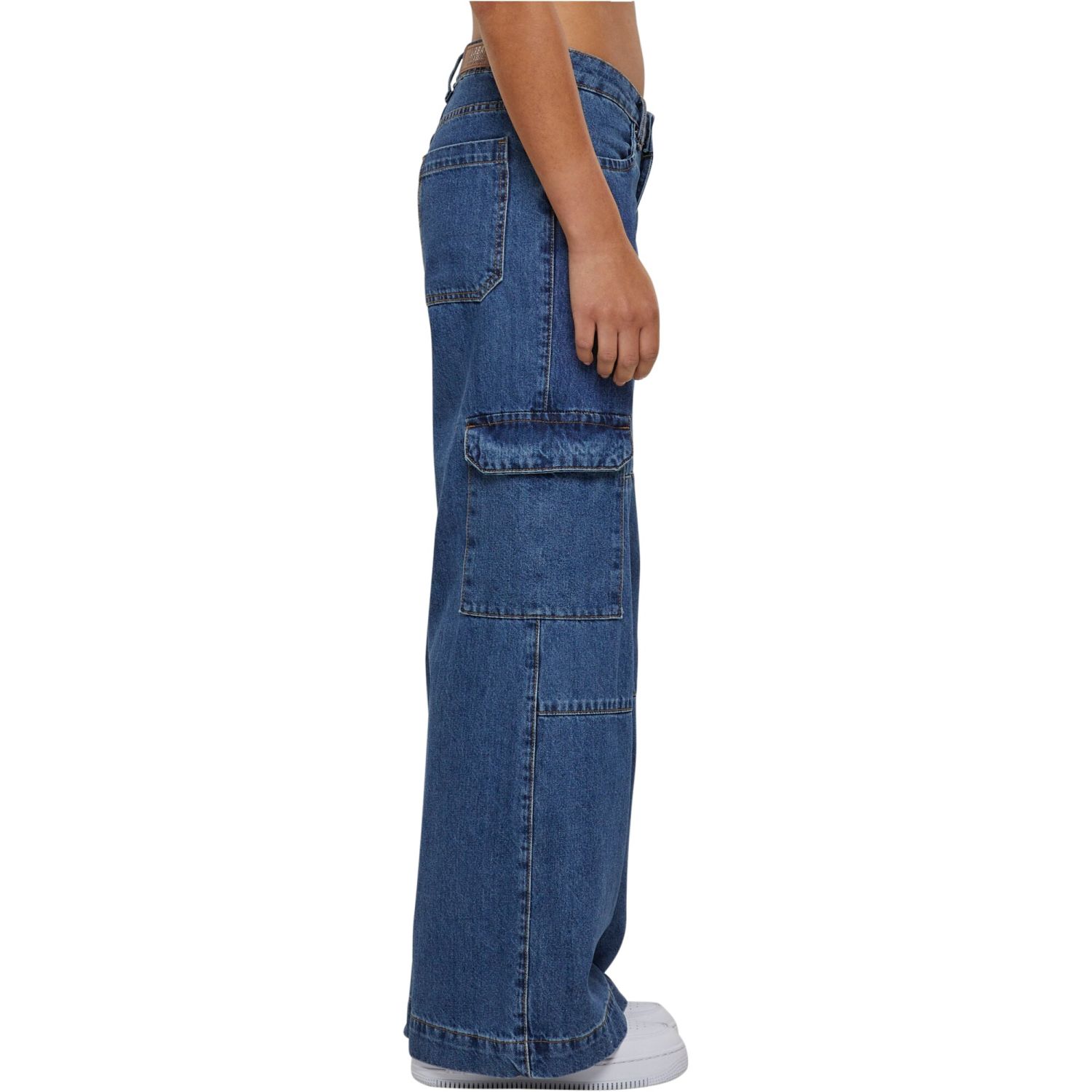 Urban Classics Ladies - Low Waist Cargo Denim Jeans
