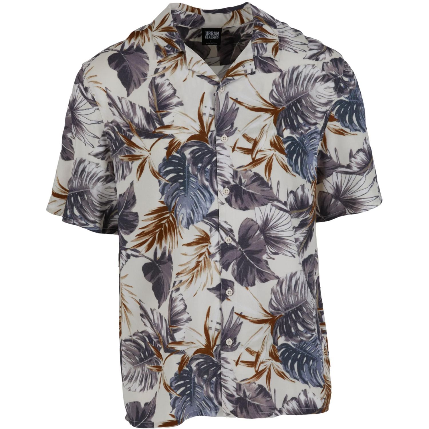Urban Classics - Viscose Resort Shirt Hemd blue leaves