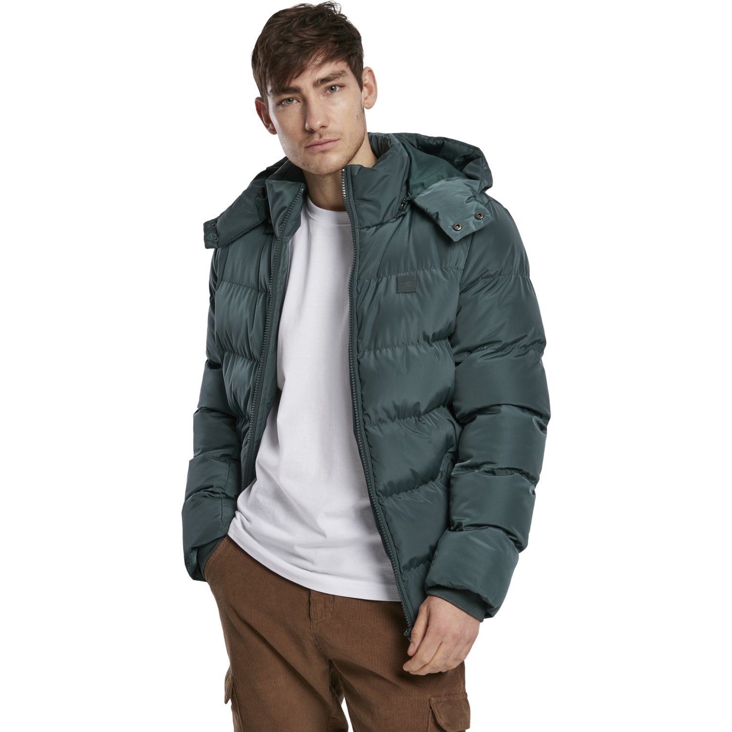 Urban Classics - HOODED PUFFER Winter Jacket bottlegreen