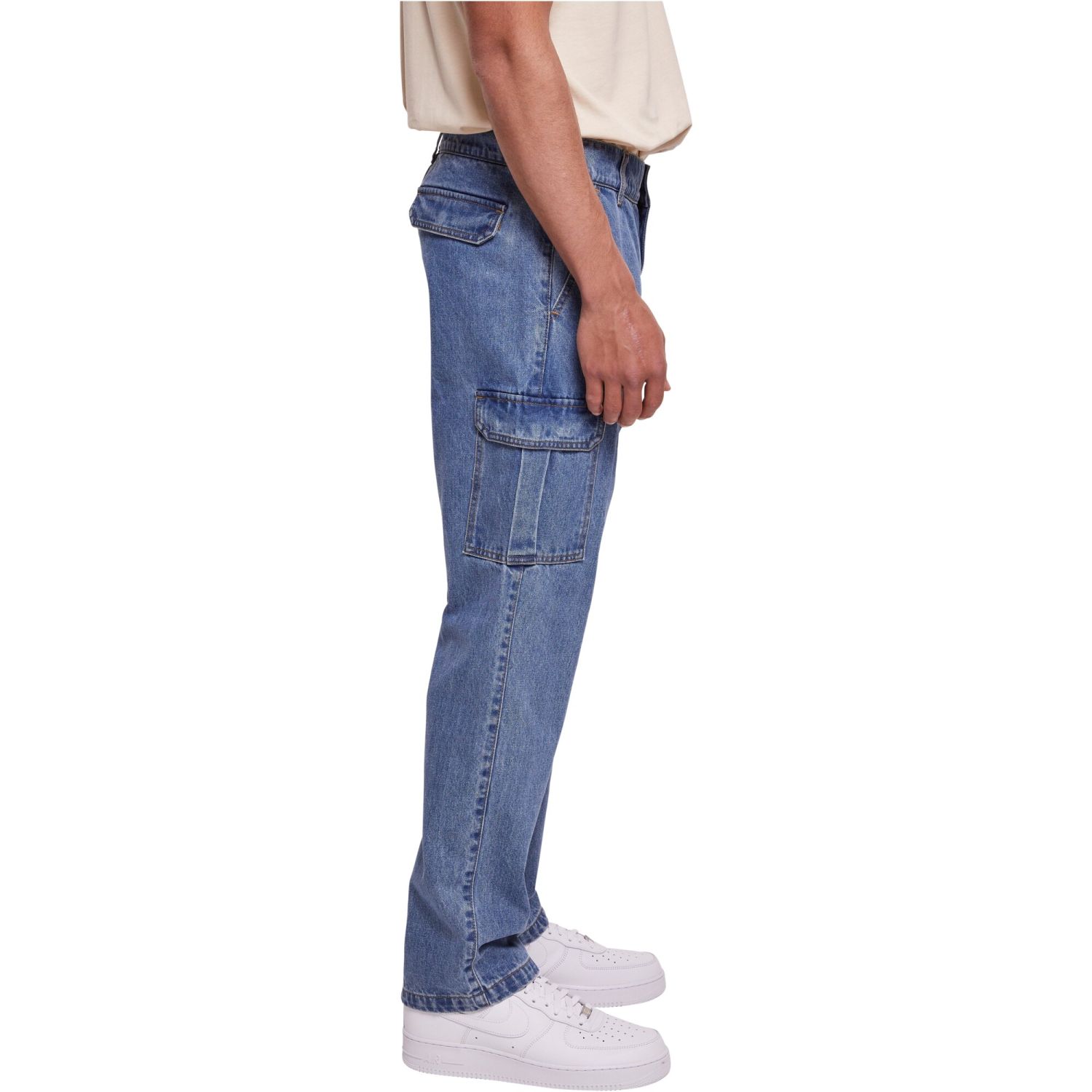 Urban Classics - Straight-Leg Cargo Denim Jeans