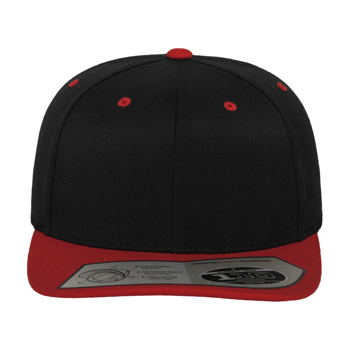 Flexfit 110 Fitted Snapback Casquette - noir / rouge