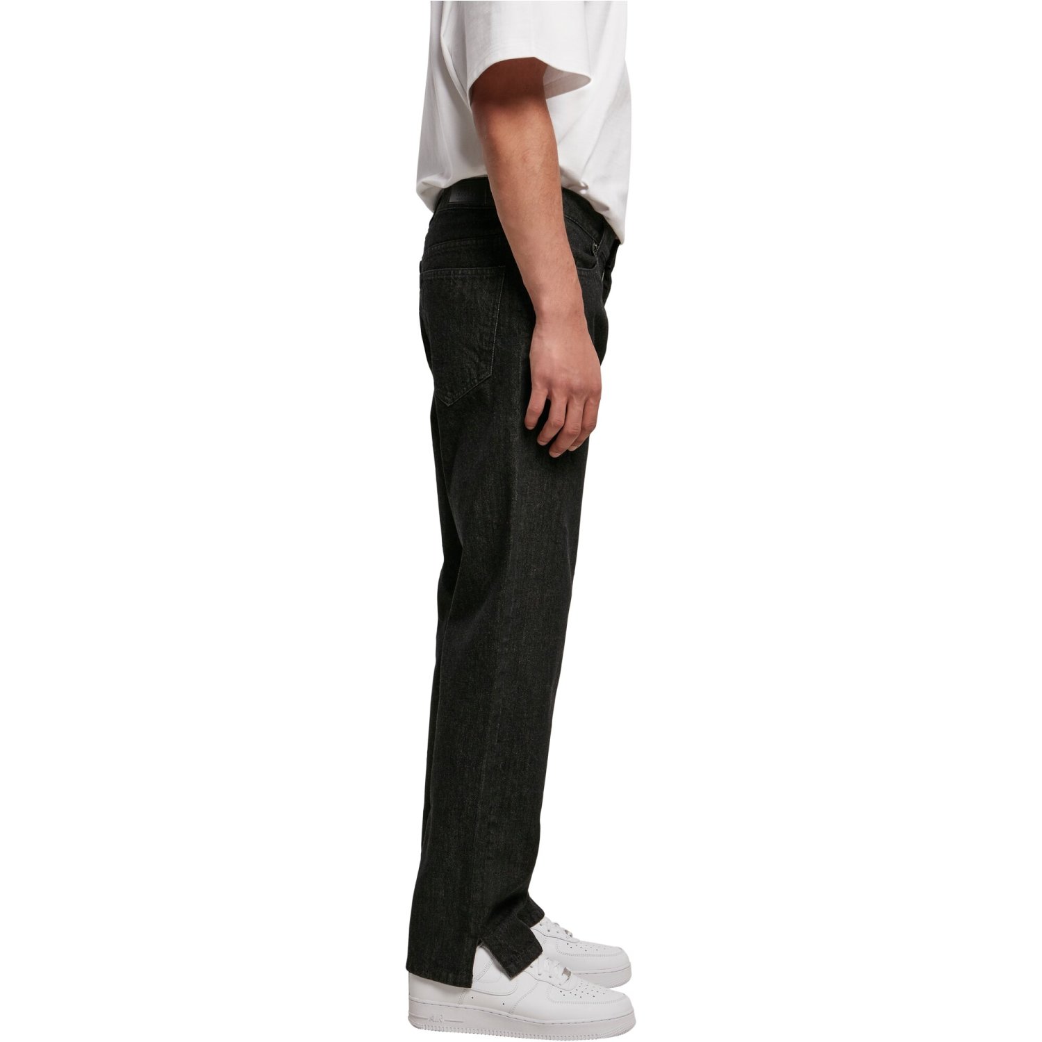 Urban Classics - Straight Slit Loose-Fit Jeans black raw