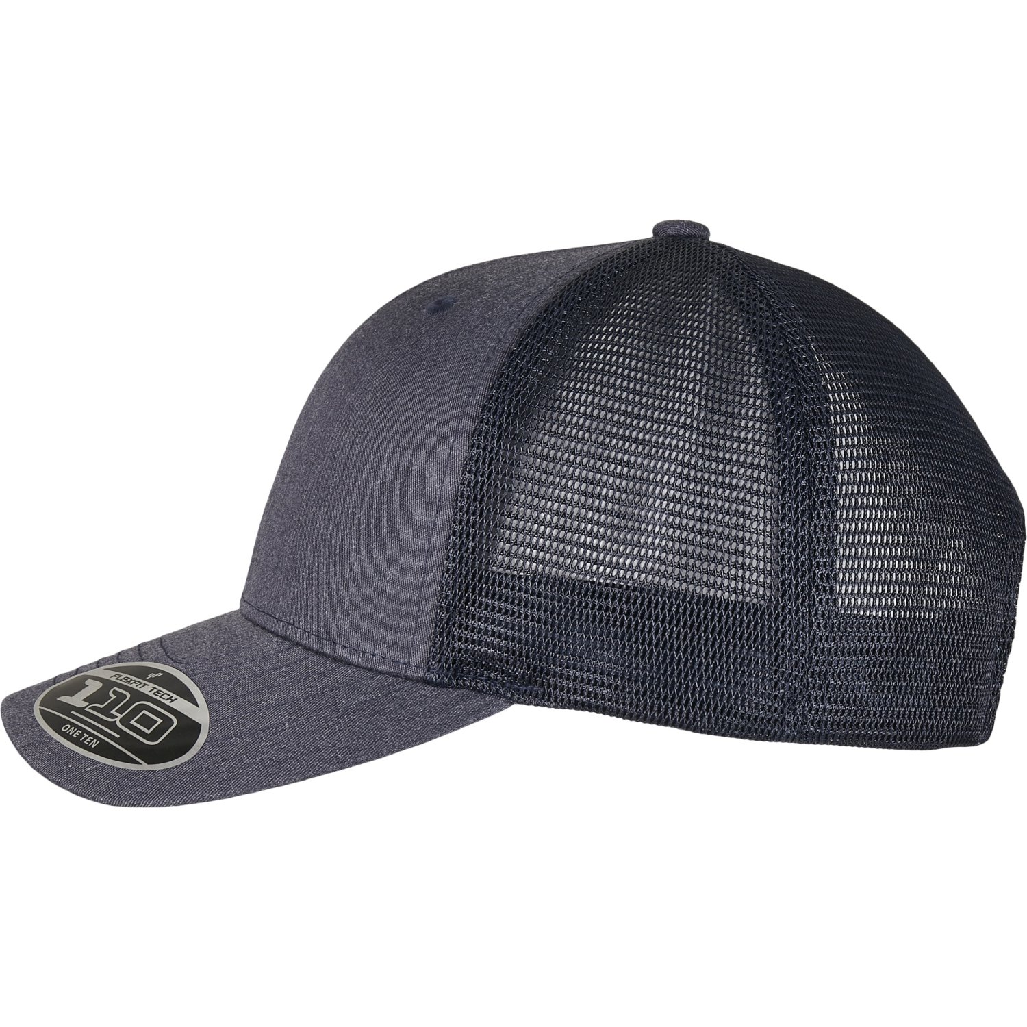 Flexfit 110 Melange Trucker Mesh Snapback Cap - heather navy