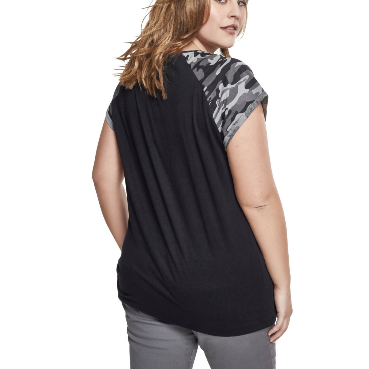 Urban Classics Ladies - RAGLAN Contrast Top black dark camo