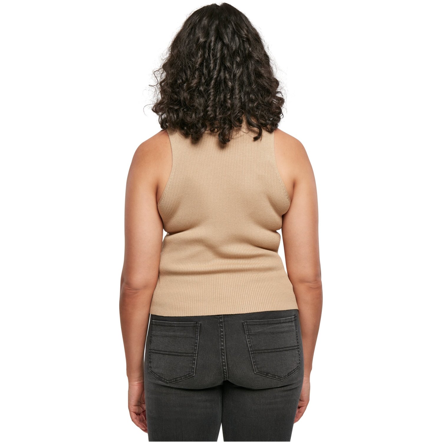 Urban Classics Ladies - Rib Knit Turtleneck Top beige