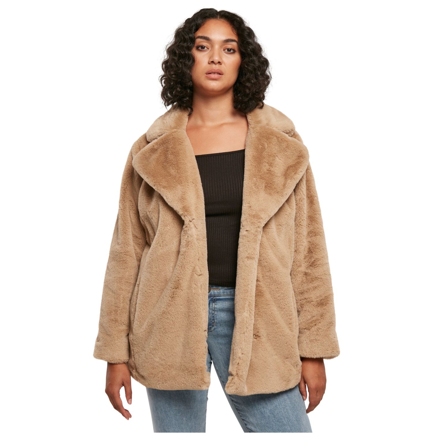 Urban Classics Ladies - LAPEL TEDDY Oversized Jacket